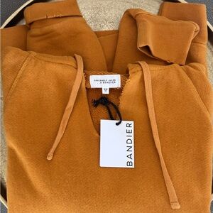 Bandier Sincerely Jules Hoodie in Deep Marigold / Camel